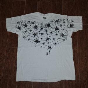 Vintage 90s Single Stitch Spider web insect AOP Double Sided Hanes XL